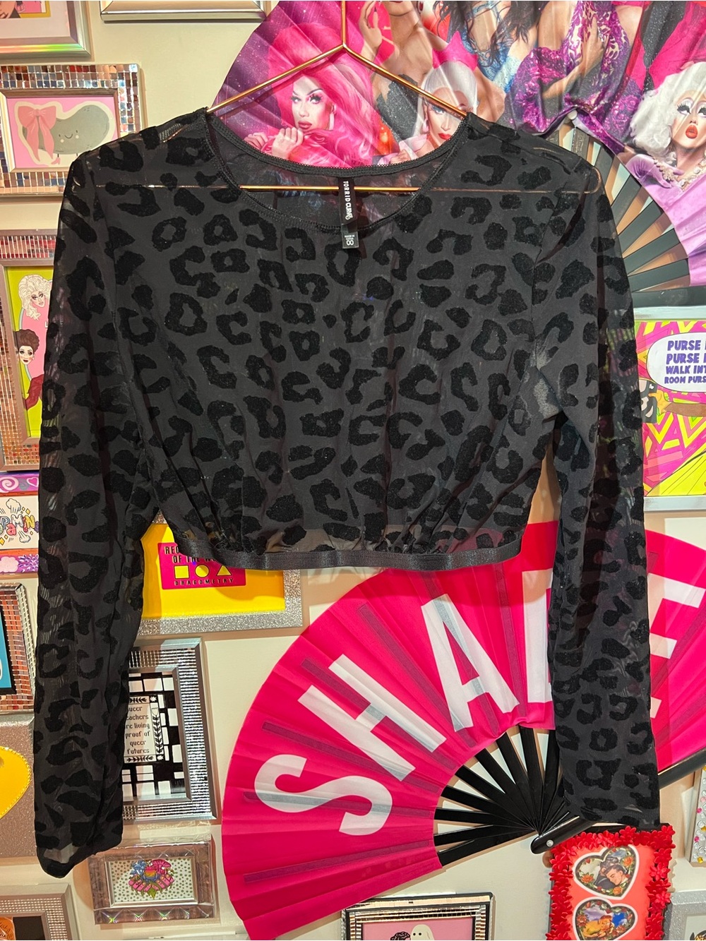 Torrid Sheer Black Leopard Velvet Crop Top